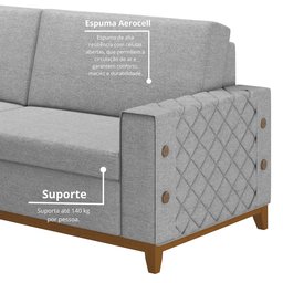 Sofá Living Vintage 3 Lugares 225cm em Linho Áspen - 7