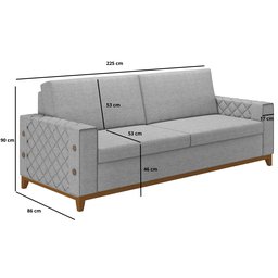 Sofá Living Vintage 3 Lugares 225cm em Linho Áspen - 3