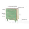 CÔMODA PARA QUARTO DE MADEIRA MACIÇA 4 GAVETAS SIDERAL NATURAL E VERDE SÁLVIA 90X40X98CM - 2