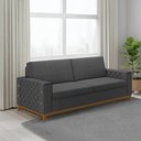 Ver imagem 1 de Sofá Living Vintage 3 Lugares 225cm em Linho Áspen Cinza Grafite