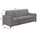 Ver imagem 3 de Sofá Living Vintage 3 Lugares 225cm em Linho Áspen Cinza Inox