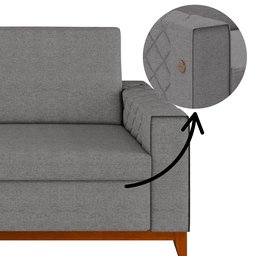 Sofá Living Vintage 3 Lugares 225cm em Linho Áspen - 8