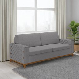 Sofá Living Vintage 3 Lugares 225cm em Linho Áspen - 1