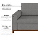 Ver imagem 5 de Sofá Living Vintage 3 Lugares 225cm em Linho Áspen Cinza Inox