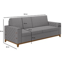 Sofá Living Vintage 3 Lugares 225cm em Linho Áspen - 3