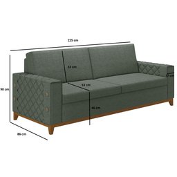Sofá Living Vintage 3 Lugares 225cm em Linho Áspen - 3