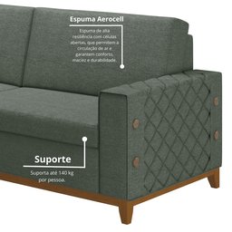 Sofá Living Vintage 3 Lugares 225cm em Linho Áspen - 7