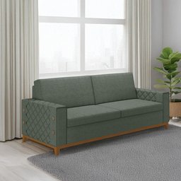 Sofá Living Vintage 3 Lugares 225cm em Linho Áspen - 1