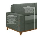 Ver imagem 6 de Sofá Living Vintage 3 Lugares 225cm em Linho Áspen Verde Eucalipto