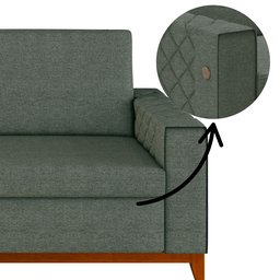 Sofá Living Vintage 3 Lugares 225cm em Linho Áspen - 8