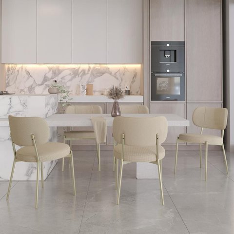Conjunto 02 Cadeiras de Jantar Blake Tecido City Est.Champanhe