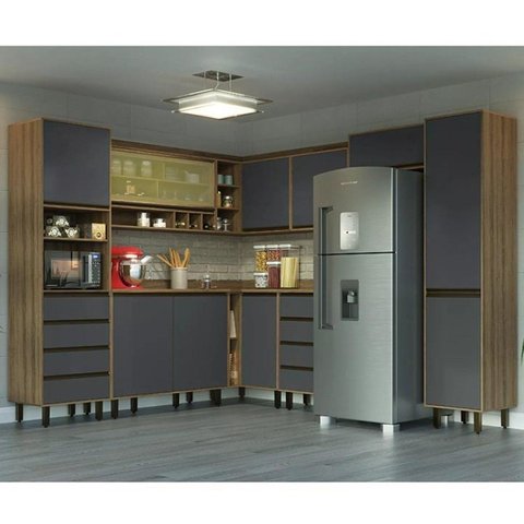 Cozinha Compacta 9 Peças 10 Portas 8 Gavetas Confort