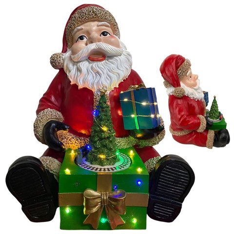 Papai Noel Natalino Arvore Natal Som Led Trem Giratorio Decoraçao Mesa Estante Recepçao Loja Vitrine