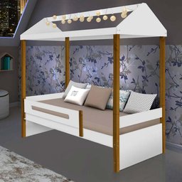 Cama Montessoriana Solteiro com LED Sara Branca - 1