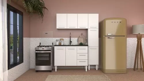 Armario Cozinha Completo para Pia 1,20metros Aço - Venus Cozimax:branco