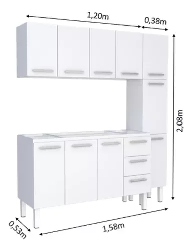 Armario Cozinha Completo para Pia 1,20metros Aço - Venus Cozimax:branco - 2