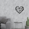 Quadro Decorativo Coração Geométrico De Madeira Decoração Sala Cor Preta MDF - 2