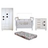 Quarto de Bebê Completo com Cômoda, Berço com Colchão e Guarda Roupas Mila - 2