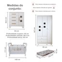 Ver imagem 3 de Quarto de Bebê Completo com Cômoda, Berço com Colchão e Guarda Roupas Mila Branco