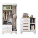 Ver imagem 4 de Quarto de Bebê Completo com Cômoda, Berço com Colchão e Guarda Roupas Mila Branco