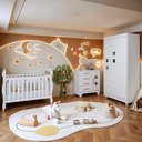 Ver imagem 1 de Quarto de Bebê Completo com Cômoda, Berço com Colchão e Guarda Roupas Mila