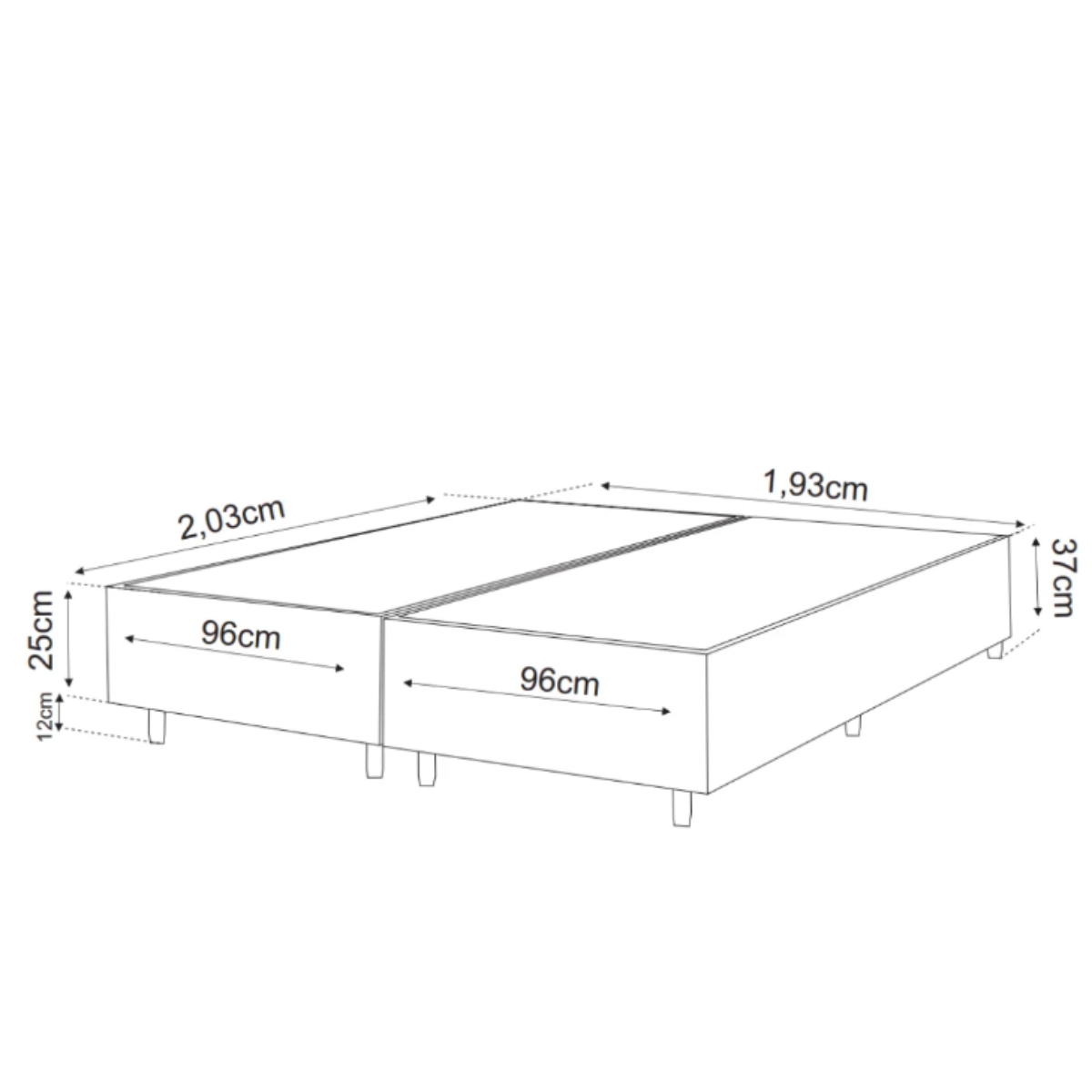 Base Box King 25cm x 2,03m x 1,93m Treviso Matelado - 2