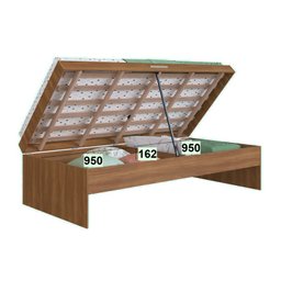 Cama de Solteiro com Baú e Cama Auxiliar Nogal Cj072 Art In Móveis - 4