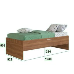 Cama de Solteiro com Baú e Cama Auxiliar Nogal Cj072 Art In Móveis - 3