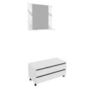 Ver imagem 2 de Gabinete Rodizio para Banheiro com Espelheira 80cm Branco/Marmorizado