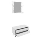 Ver imagem 4 de Gabinete Rodizio para Banheiro com Espelheira 80cm Branco/Marmorizado