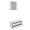 Ver imagem 4 de Gabinete Rodizio para Banheiro com Espelheira 80cm Branco/Marmorizado