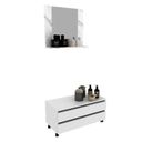 Ver imagem 3 de Gabinete Rodizio para Banheiro com Espelheira 80cm Branco/Marmorizado