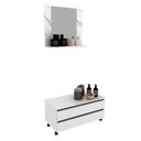 Ver imagem 3 de Gabinete Rodizio para Banheiro com Espelheira 80cm Branco/Marmorizado