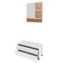 Ver imagem 4 de Gabinete para Banheiro com Rodízio e Espelheira 80cm Branco/Marrom