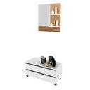 Ver imagem 3 de Gabinete para Banheiro com Rodízio e Espelheira 80cm Branco/Marrom