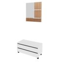 Ver imagem 2 de Gabinete para Banheiro com Rodízio e Espelheira 80cm Branco/Marrom