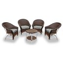 Ver imagem 1 de Conjunto de Poltronas Fibra Sintética Bali Alumínio - 4 Poltronas + 1 Mesa Centro - Tecido Costela d