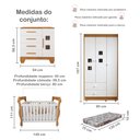 Ver imagem 3 de Quarto de Bebê Completo com Cômoda, Berço com Colchão e Guarda Roupas Mila Branco/Amadeirado