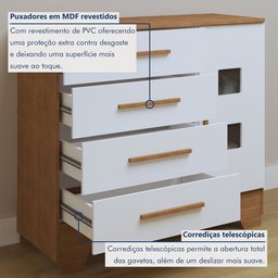 Quarto de Bebê Completo com Cômoda, Berço com Colchão e Guarda Roupas Mila - 17