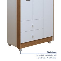 Quarto de Bebê Completo com Cômoda, Berço com Colchão e Guarda Roupas Mila - 14