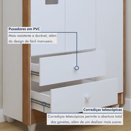 Quarto de Bebê Completo com Cômoda, Berço com Colchão e Guarda Roupas Mila - 13