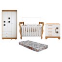 Ver imagem 2 de Quarto de Bebê Completo com Cômoda, Berço com Colchão e Guarda Roupas Mila Branco/Amadeirado
