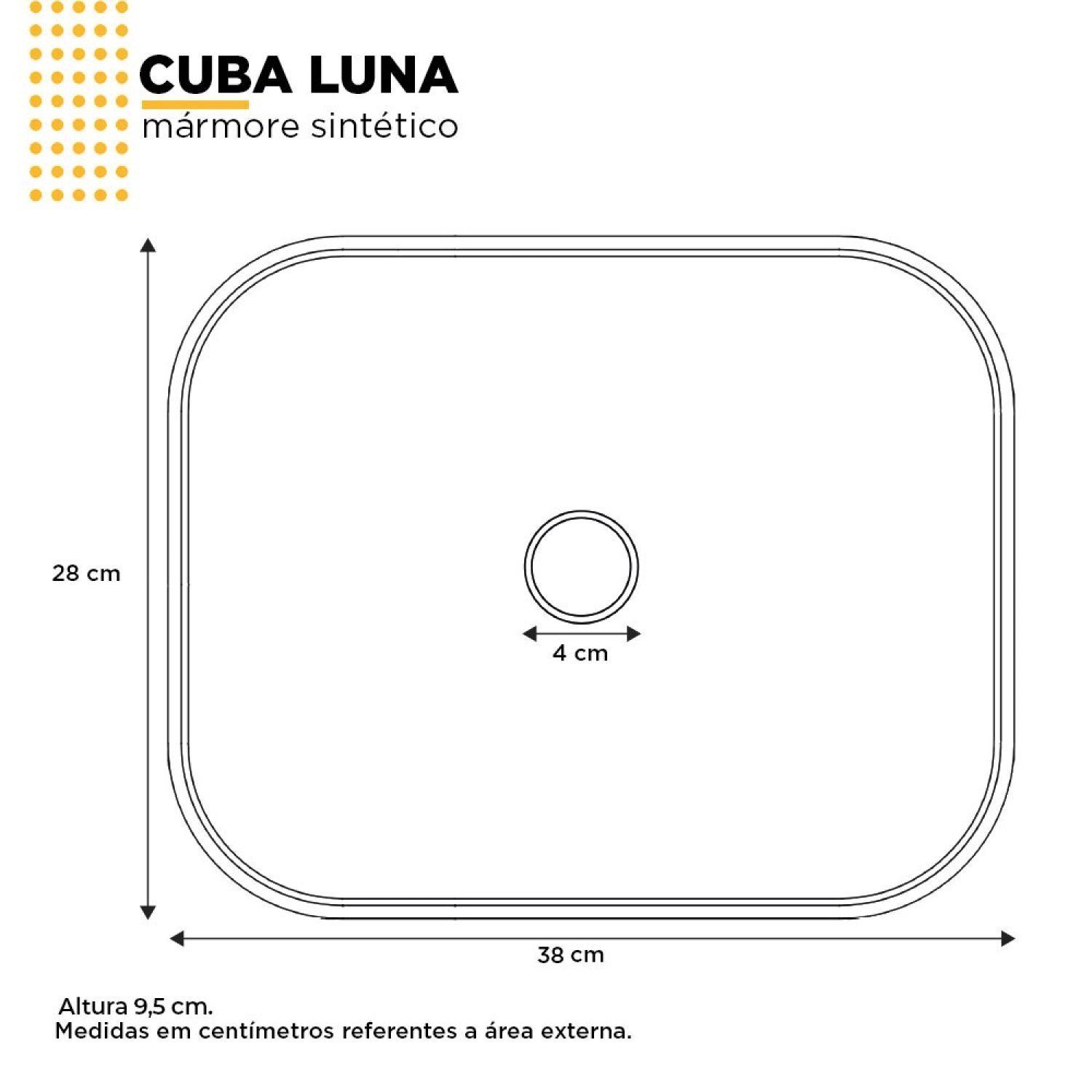 Cuba de Apoio para Banheiro em Mármore Sintético Luna Cozimax - 3