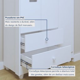 Quarto de Bebê Completo com Cômoda, Berço e Guarda Roupas Mila - 11