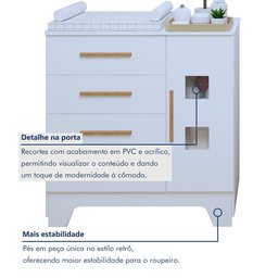 Quarto de Bebê Completo com Cômoda, Berço e Guarda Roupas Mila - 14