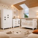 Ver imagem 1 de Quarto de Bebê Completo com Cômoda, Berço e Guarda Roupas Mila Branco