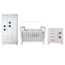 Ver imagem 2 de Quarto de Bebê Completo com Cômoda, Berço e Guarda Roupas Mila Branco