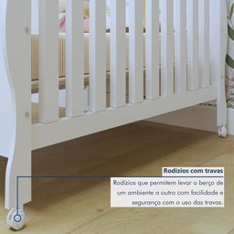 Quarto de Bebê Completo com Cômoda, Berço e Guarda Roupas Mila - 7