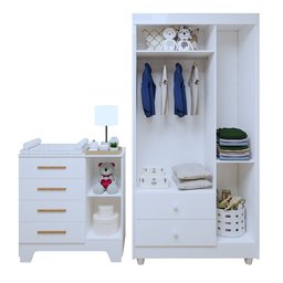 Quarto de Bebê Completo com Cômoda, Berço e Guarda Roupas Mila - 20