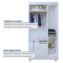 Quarto de Bebê Completo com Cômoda, Berço e Guarda Roupas Mila - 13